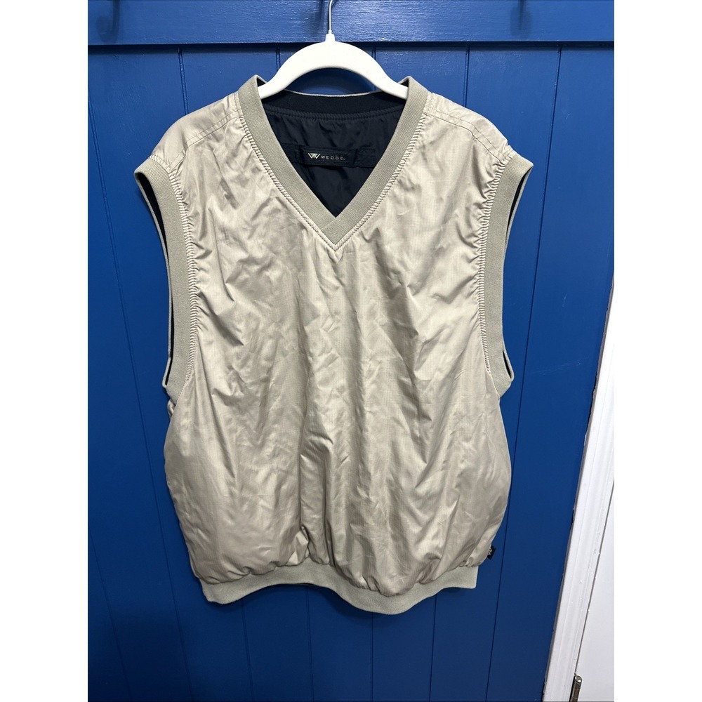 Wedge Men's VNeck Windbreaker Golf Vest Reversible Tan to Black